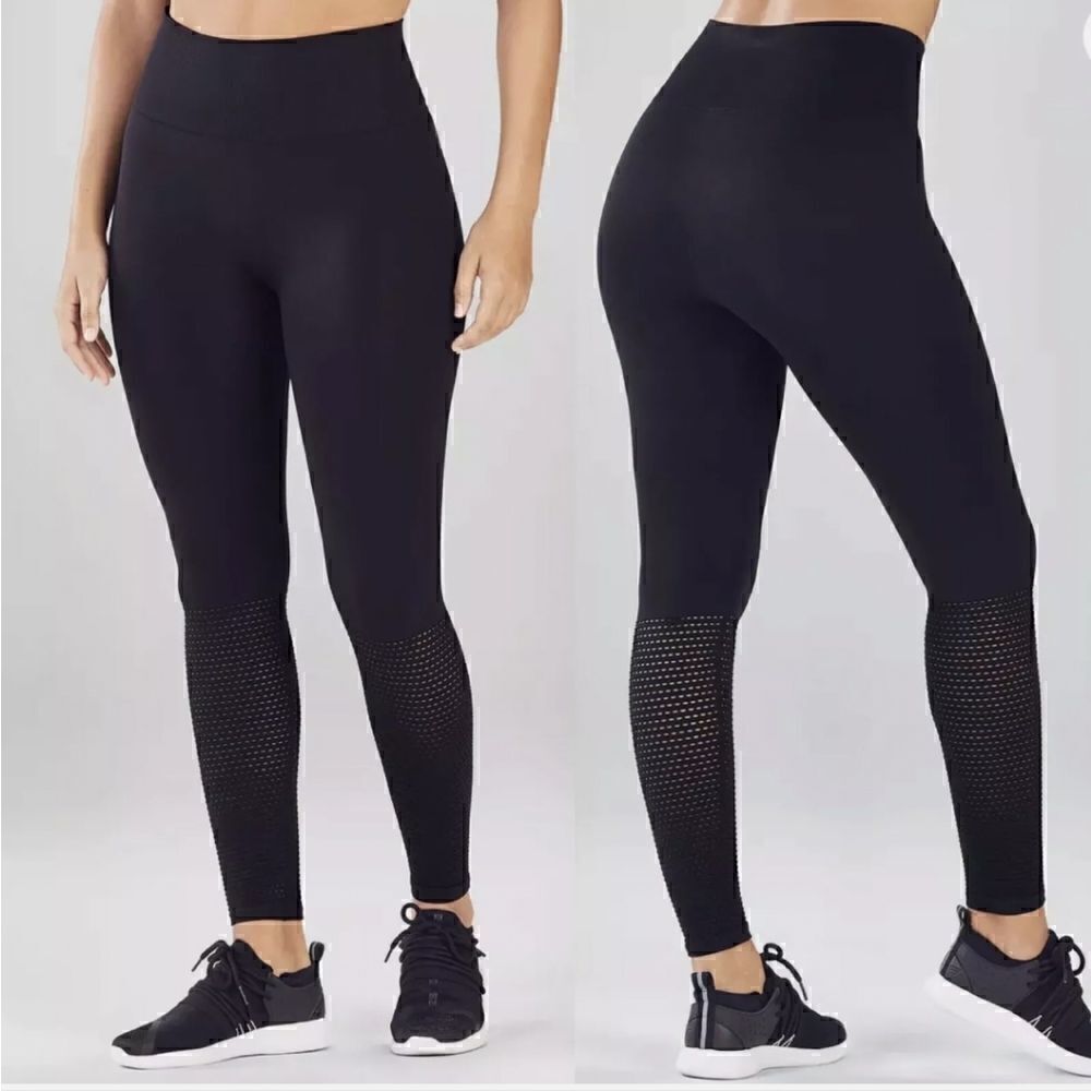 FABLETICS Seamless Mesh Leggings High Waisted Second Skin black size small